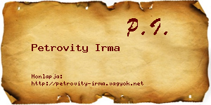 Petrovity Irma névjegykártya